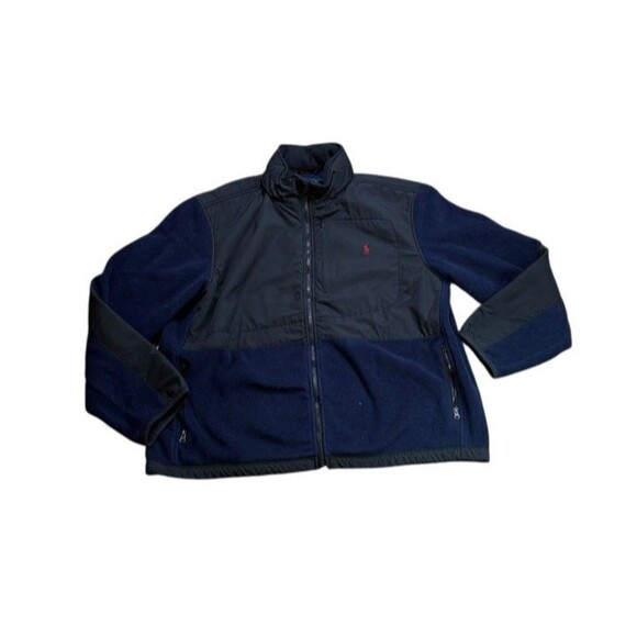 VTG Polo Ralph Lauren Jacket Mens Size XXL Polartec Fleece Hood Windbreaker Blue - Picture 1 of 10